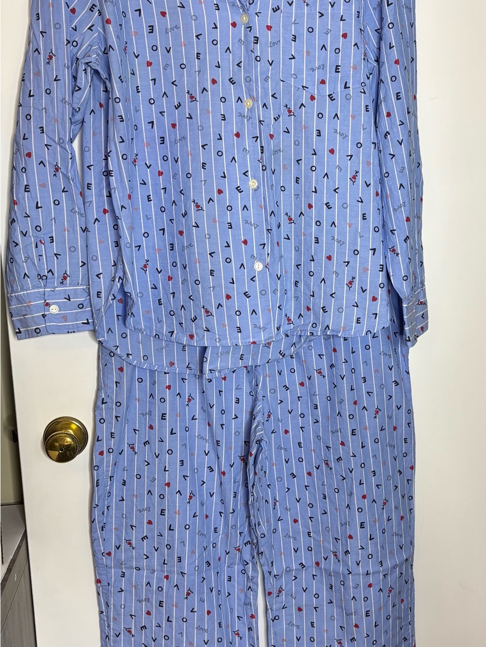 GAPbody Blue Striped Heart-Print Women's Pajama Set